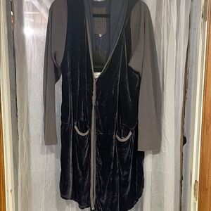 Johnny Was Blue Velvet and Gray Hoodie